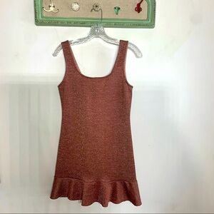 Millibon USA Shimmering metallic Rosè mini dress ruffle medium women’s